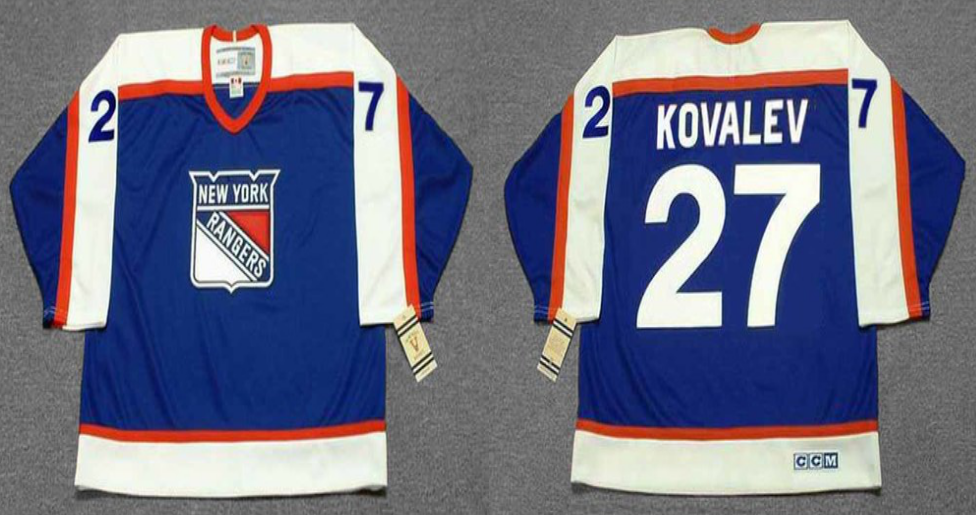 2019 Men New York Rangers 27 Kovalev blue style 2 CCM NHL jerseys